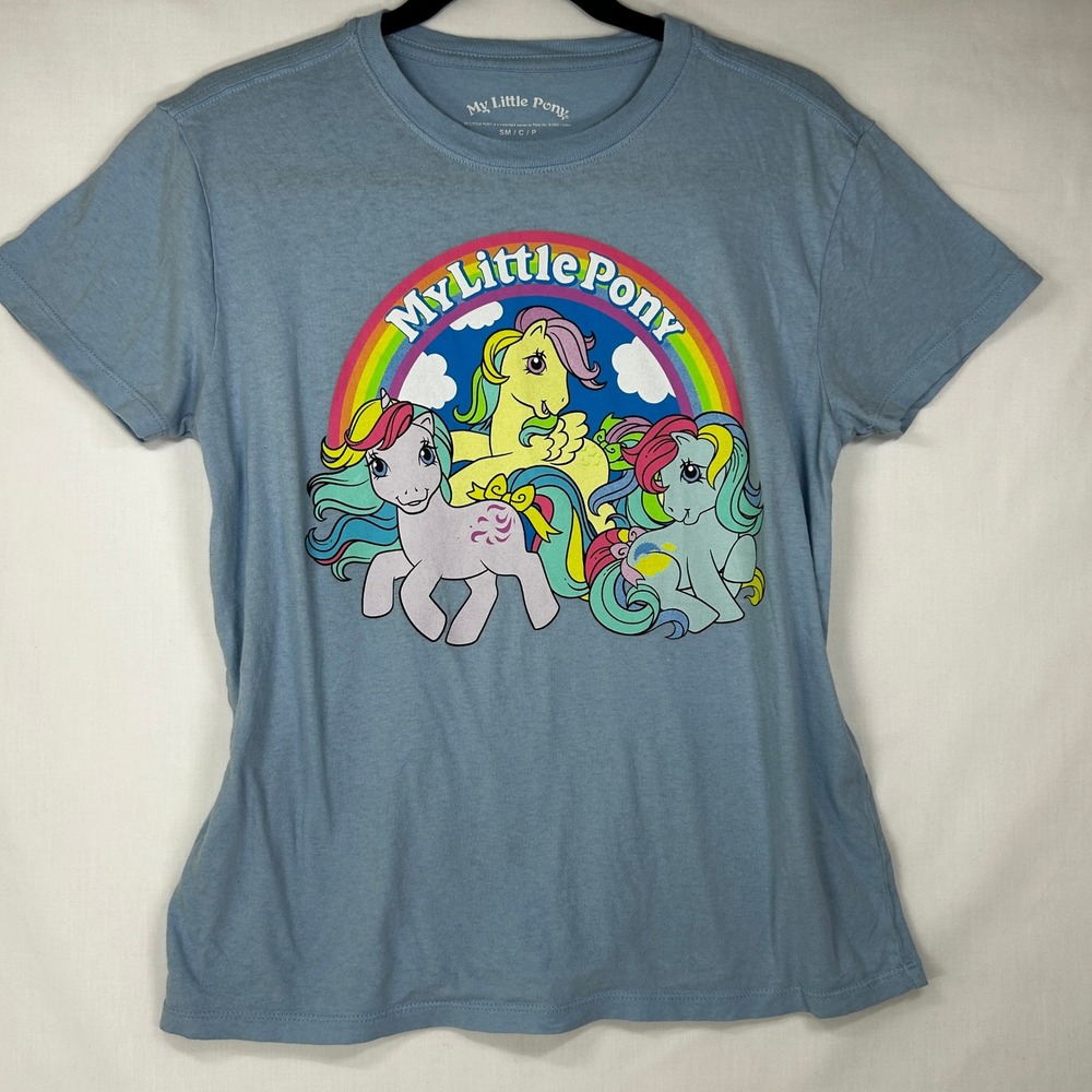 My Little Pony Vintage Rainbow Graphic Light Blue T-Shirt Small